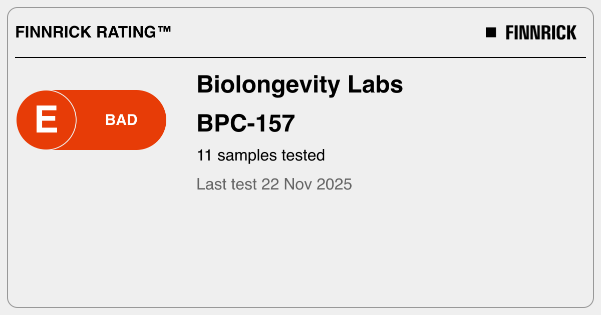 biolongevity labs bpc 157 Biolongevity Labs: BPC-157 tests and rating - Finnrick
