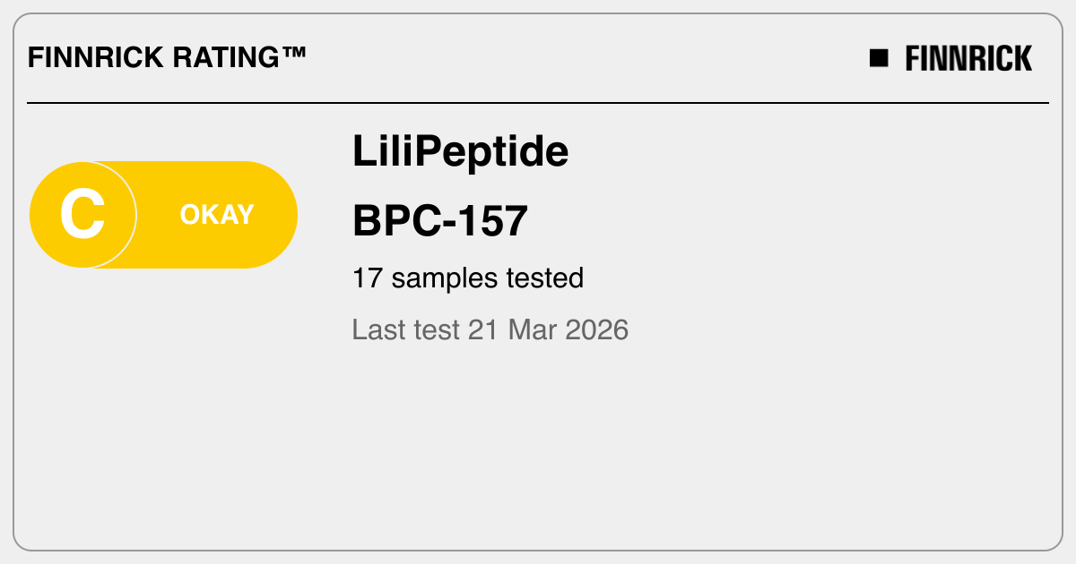 LiliPeptide: BPC-157 tests and rating - Finnrick