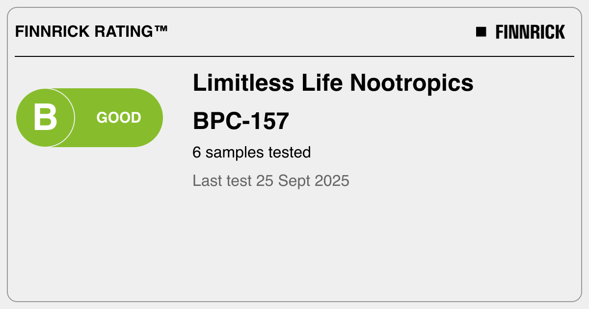 limitless life nootropics bpc-157 Limitless Life Nootropics: BPC-157 tests and rating - Finnrick