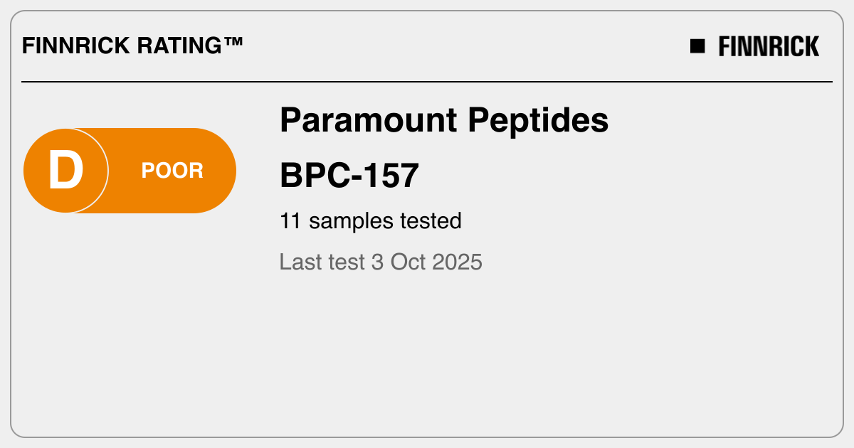 paramount peptides bpc 157 Paramount Peptides: BPC-157 tests and rating - Finnrick