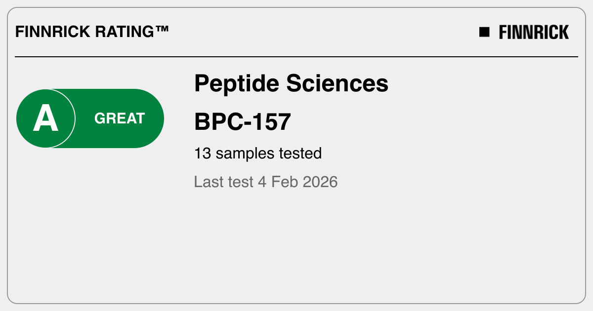Peptide Sciences: BPC-157 tests and rating - Finnrick