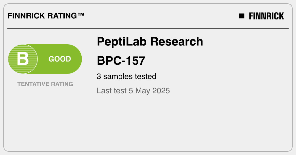 PeptiLab Research: BPC-157 tests and rating - Finnrick