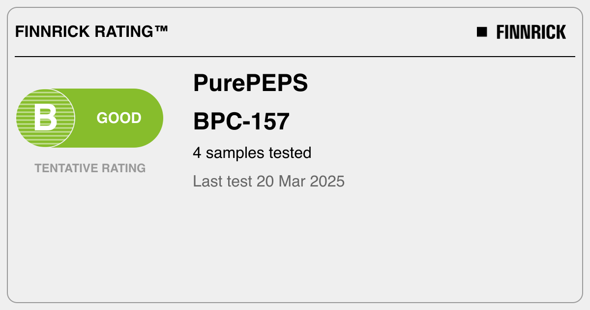 bpc 157 ratings PurePEPS: BPC-157 tests and rating - Finnrick