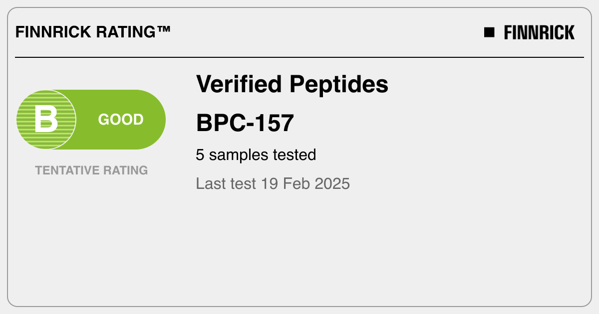 Verified Peptides: BPC-157 tests and rating - Finnrick - Product Testing & Supply Chain Transparency Verified Peptides: BPC-157 tests and rating - Finnrick - Product Testing & Supply Chain Transparency