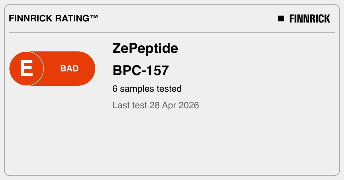 ZePeptide: BPC-157 tests and rating - Finnrick