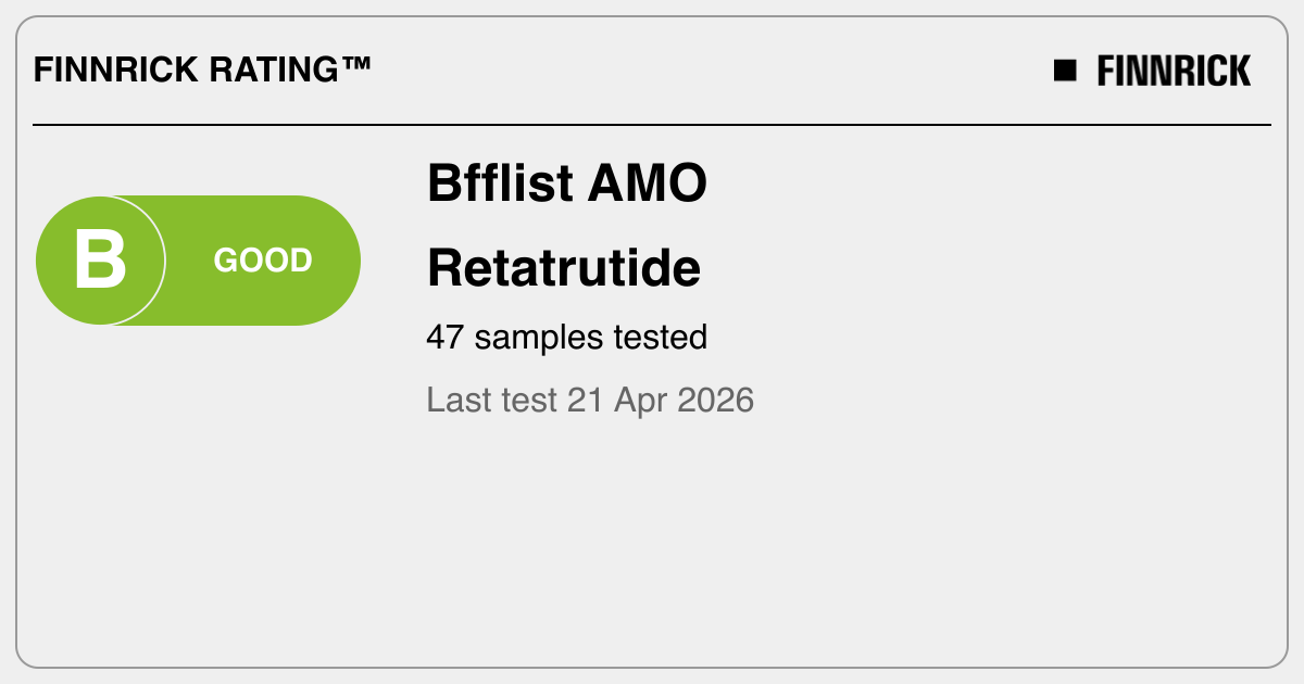 Bfflist AMO: Retatrutide tests and rating - Finnrick - Product Testing &  Supply Chain Transparency