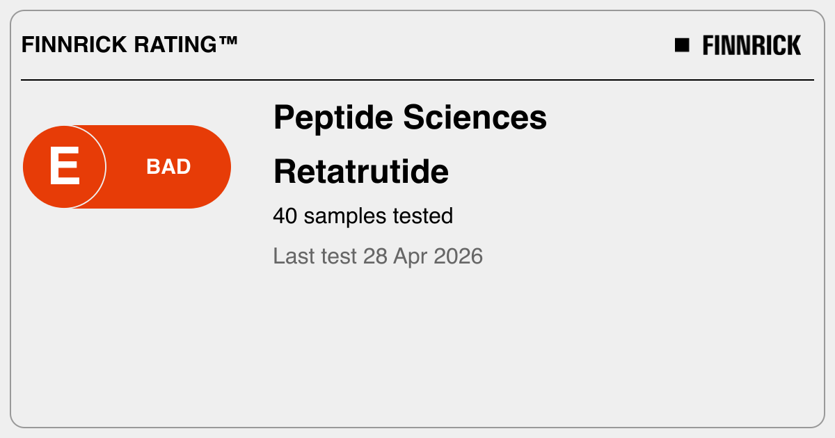 Peptide Sciences: Retatrutide tests and rating - Finnrick - Product Testing  & Supply Chain Transparency