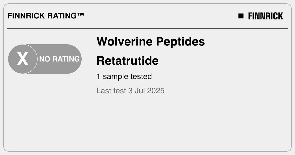 Wolverine Peptides: Retatrutide tests and rating - Finnrick - Product Testing & Supply Chain Transparency Wolverine Peptides: Retatrutide tests and rating - Finnrick - Product Testing & Supply Chain Transparency