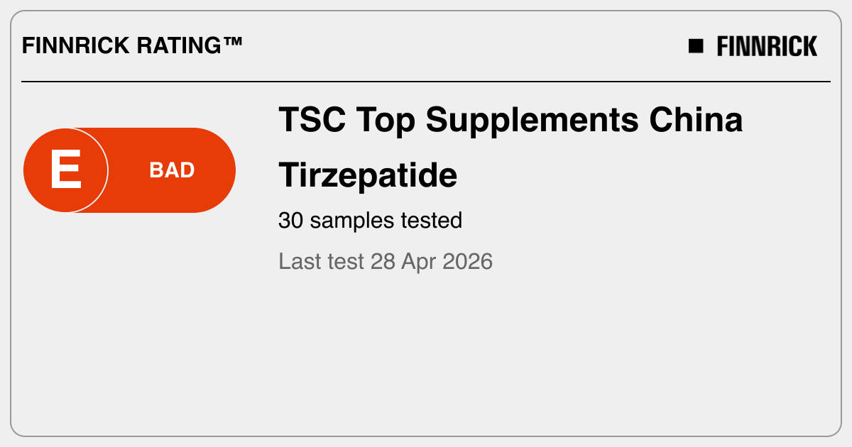 TSC Top Supplements China: Tirzepatide tests and rating - Finnrick - Product Testing & Supply Chain Transparency TSC Top Supplements China: Tirzepatide tests and rating - Finnrick - Product Testing & Supply Chain Transparency